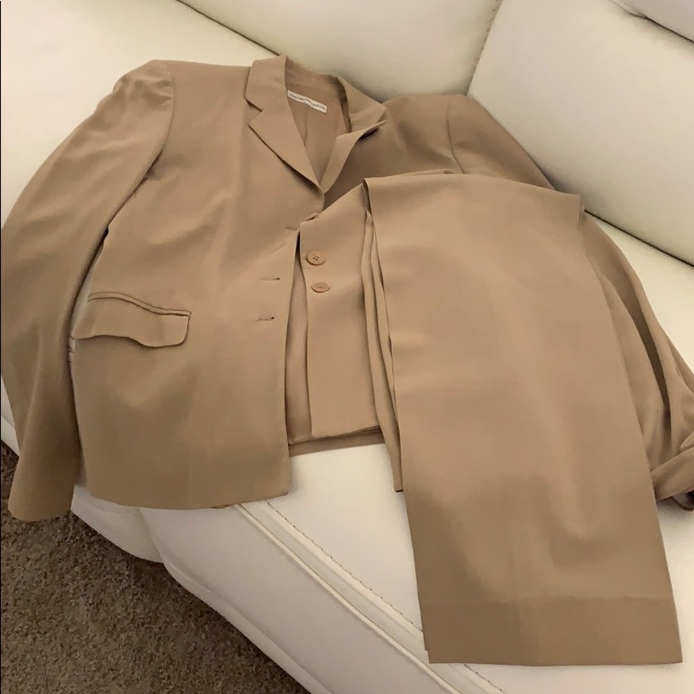 Tan Armani suit